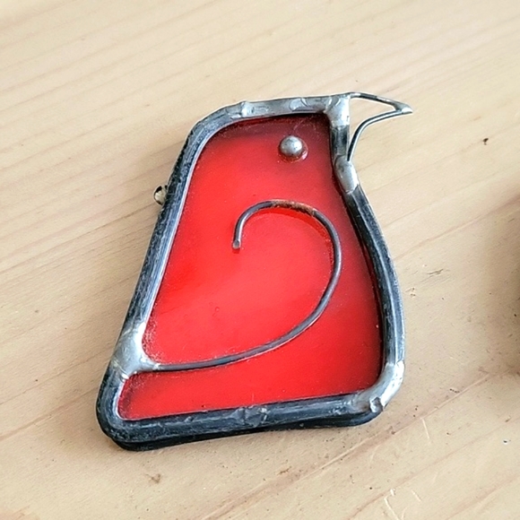 Vintage Stained Glass Bird & Fish - Picture 2 of 3